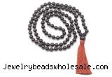 GMN8402 Hand-knotted 8mm, 10mm garnet 27, 54, 108 beads mala necklace with tassel