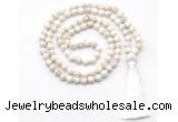 GMN8410 8mm, 10mm white howlite 27, 54, 108 beads mala necklace with tassel