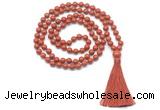 GMN8416 8mm, 10mm red jasper 27, 54, 108 beads mala necklace with tassel