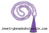 GMN8460 8mm, 10mm amethyst 27, 54, 108 beads mala necklace with tassel