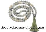 GMN8466 8mm, 10mm seaweed quartz 27, 54, 108 beads mala necklace with tassel