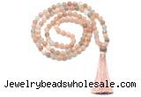 GMN8472 8mm, 10mm rainbow moonstone 27, 54, 108 beads mala necklace with tassel