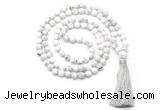 GMN8510 8mm, 10mm white howlite 27, 54, 108 beads mala necklace with tassel