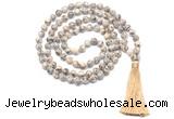 GMN8520 8mm, 10mm feldspar 27, 54, 108 beads mala necklace with tassel