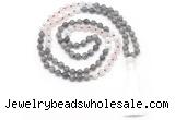 GMN8585 8mm, 10mm labradorite, rose quartz & white moonstone 108 beads mala necklace with tassel