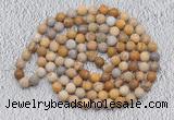 GMN907 Hand-knotted 8mm, 10mm matte fossil coral 108 beads mala necklaces