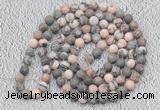 GMN908 Hand-knotted 8mm, 10mm matte pink zebra jasper 108 beads mala necklaces