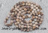 GMN909 Hand-knotted 8mm, 10mm matte brown zebra jasper 108 beads mala necklaces