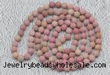 GMN913 Hand-knotted 8mm, 10mm matte pink fossil jasper 108 beads mala necklaces