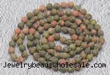 GMN920 Hand-knotted 8mm, 10mm matte unakite 108 beads mala necklaces