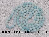 GMN924 Hand-knotted 8mm, 10mm matte amazonite 108 beads mala necklaces