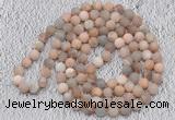 GMN932 Hand-knotted 8mm, 10mm matte sunstone 108 beads mala necklaces