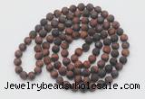 GMN934 Hand-knotted 8mm, 10mm matte red tiger eye 108 beads mala necklaces