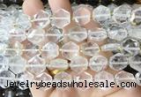 HABS05 15 inches 12mm faceted hexagon white crystal quartz beads wholesale