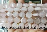 HABS06 15 inches 12mm faceted hexagon rose quartz beads wholesale