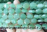 HABS07 15 inches 12mm faceted hexagon green aventurine jade beads wholesale