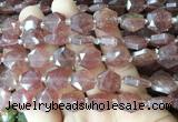 HABS08 15 inches 12mm faceted hexagon red strawberry quartz beads wholesale