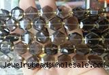 HABS10 15 inches 12mm faceted hexagon smoky quartz beads wholesale