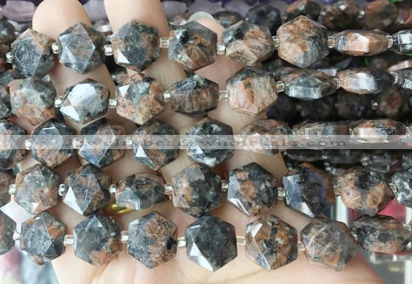 HABS11 15 inches 12mm faceted hexagon red obsidian beads wholesale