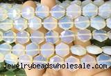 HABS15 15 inches 12mm faceted hexagon white opalite beads wholesale