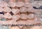 HGBS02 15 inches 11*13*18mm carved heart rose quartz beads