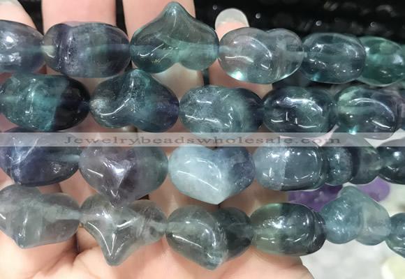 HGBS04 15 inches 11*13*18mm carved heart fluorite beads