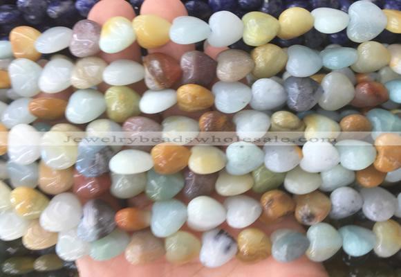 HGBS17 15 inches 12mm heart colorful amazonite gemstone beads wholesale