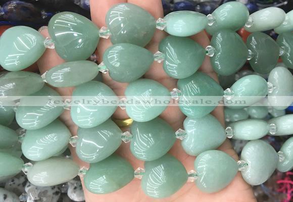 HGBS33 15 inches 20mm heart green aventurine gemstone beads wholesale