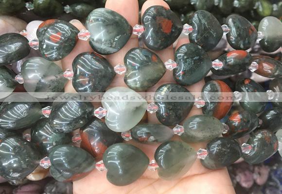 HGBS37 15 inches 20mm heart blood jasper gemstone beads wholesale