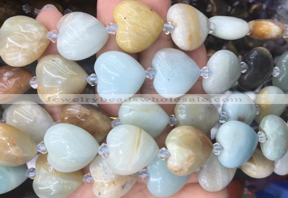 HGBS39 15 inches 20mm heart colorful amazonite gemstone beads wholesale