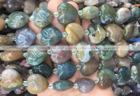 HGBS42 15 inches 20mm heart indian agate gemstone beads wholesale