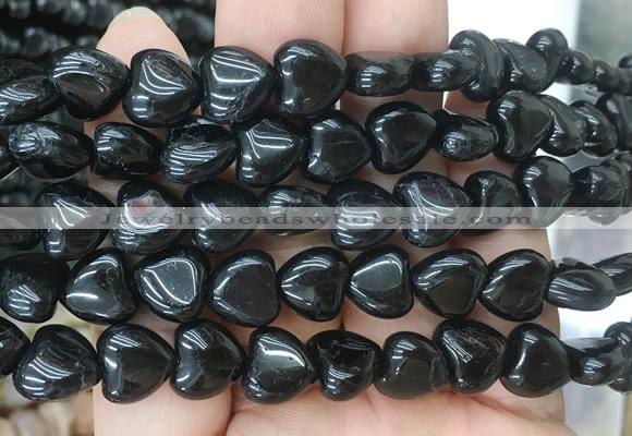 HGBS72 15 inches 10mm heart black tourmaline gemstone beads wholesale