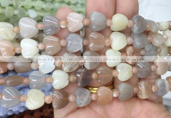 HGBS80 15 inches 10mm heart moonstone gemstone beads wholesale