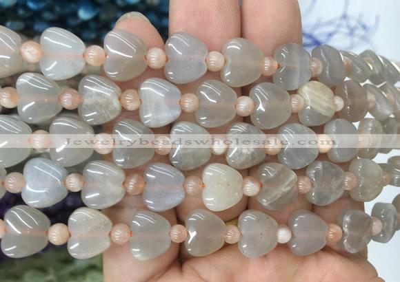 HGBS81 15 inches 10mm heart moonstone gemstone beads wholesale