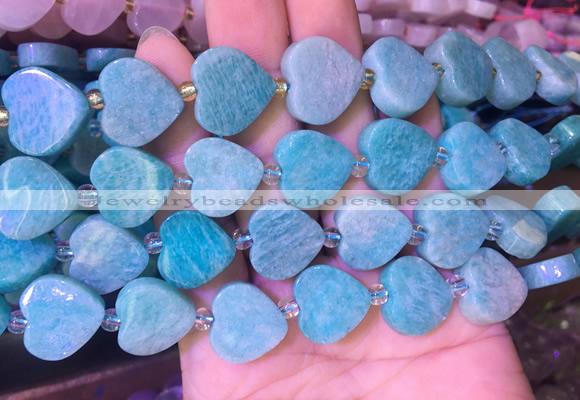 HGBS87 15 inches 16mm heart amazonite gemstone beads wholesale