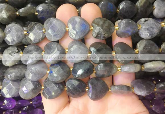 HGBS95 15 inches 16mm faceted heart labradorite gemstone beads wholesale