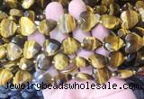 HGBS96 15 inches 16mm faceted heart yellow tiger eye gemstone beads