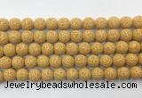 LVBS03 6mm, 8mm, 10mm, 12mm, 14mm, 16mm, 18mm & 20mm round yellow lava beads