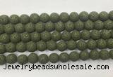 LVBS07 6mm, 8mm, 10mm, 12mm, 14mm, 16mm, 18mm & 20mm round dark green lava beads