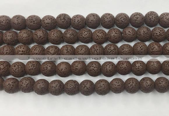 LVBS10 6mm, 8mm, 10mm, 12mm, 14mm, 16mm, 18mm & 20mm round brown lava beads