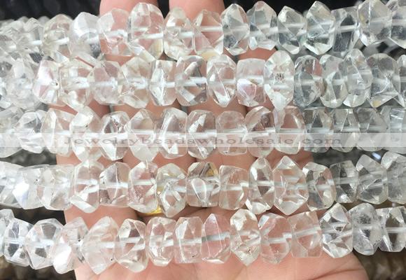 NGBS111 15 inches 8*12mm - 10*14mm faceted nuggets white crystal beads