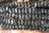 NGBS123 15 inches 8*12mm - 10*14mm faceted nuggets black labradorite beads