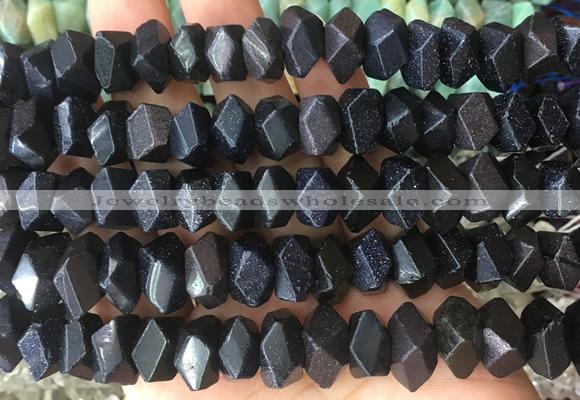 NGBS125 15 inches 8*12mm - 10*14mm faceted nuggets blue sandstone beads