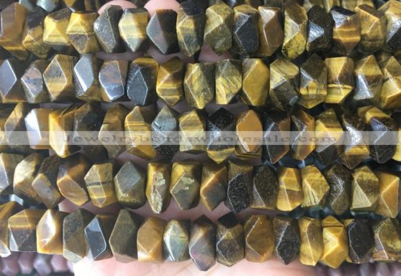 NGBS127 15 inches 8*12mm - 10*14mm faceted nuggets yellow tiger eye beads