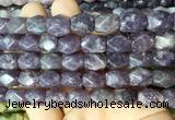 NGBS135 15 inches 9*11mm faceted nuggets lepidolite gemstone beads