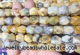 NGBS154 15 inches 9*11mm faceted nuggets yellow crazy agate gemstone beads