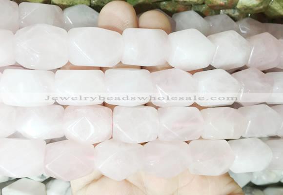 NGBS160 15 inches 13*18mm faceted nuggets rose quartz gemstone beads