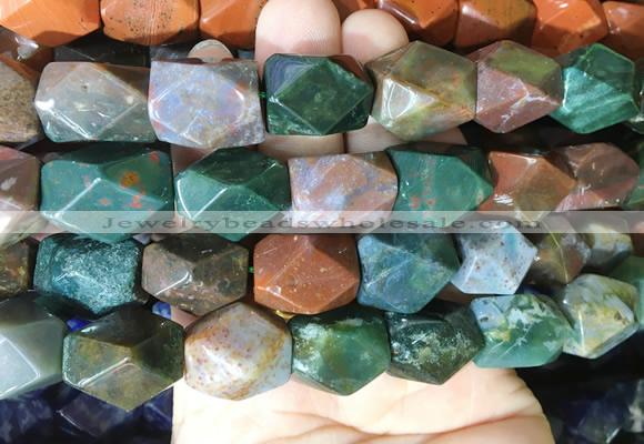 NGBS165 15 inches 13*18mm faceted nuggets indian agate gemstone beads