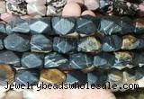 NGBS174 15 inches 13*18mm faceted nuggets black picasso jasper gemstone beads