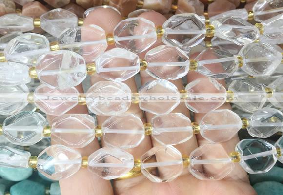 NGBS188 15 inches 10*14mm - 12*16mm faceted freeform white crystal beads